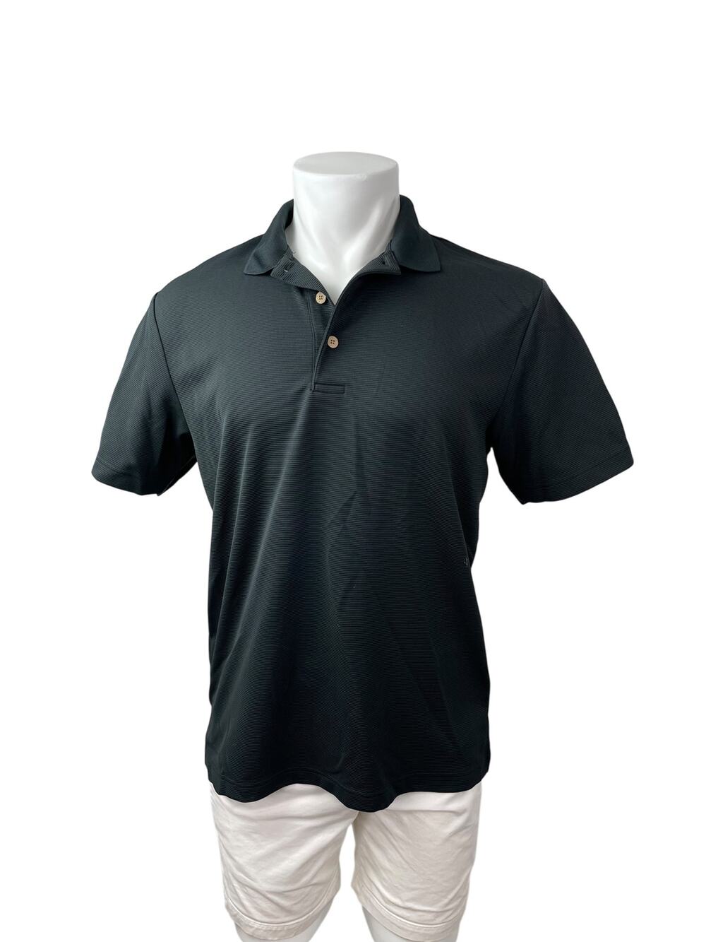 Cubavera Men's Black Short Sleeve Golf Collared Casual Polo Shirt Top Size M